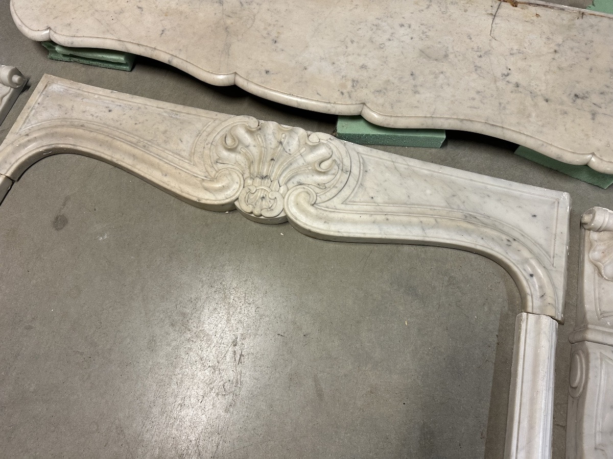 Cheminée en marbre blanc style Louis XV époque fin du 19e siècle-photo-4