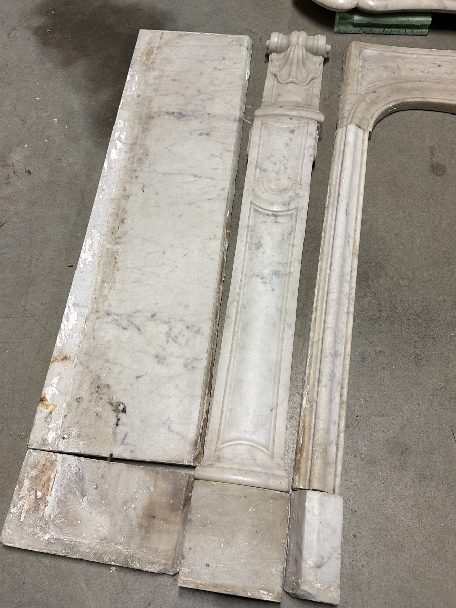 Cheminée en marbre blanc style Louis XV époque fin du 19e siècle-photo-1