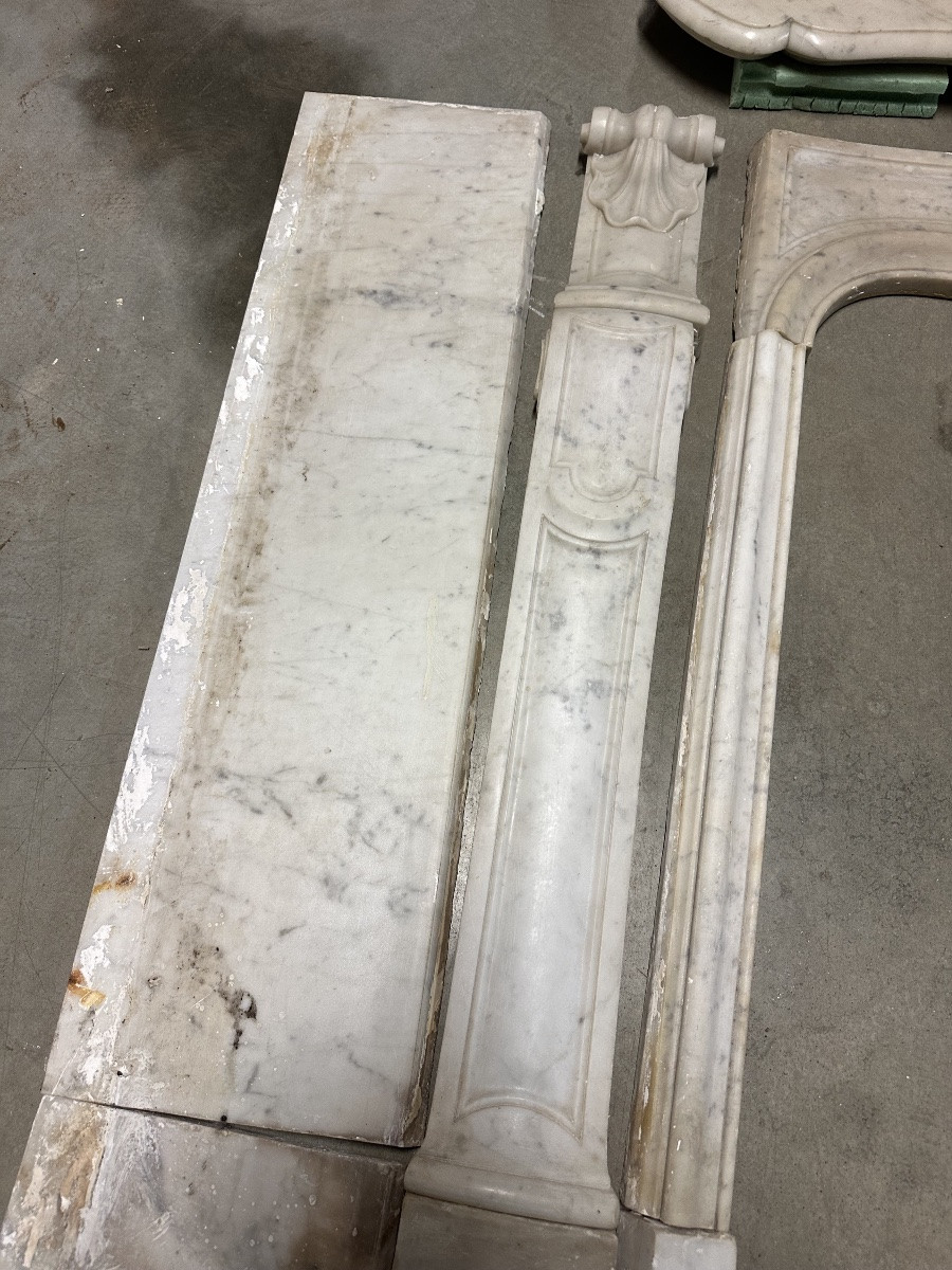Cheminée en marbre blanc style Louis XV époque fin du 19e siècle-photo-2