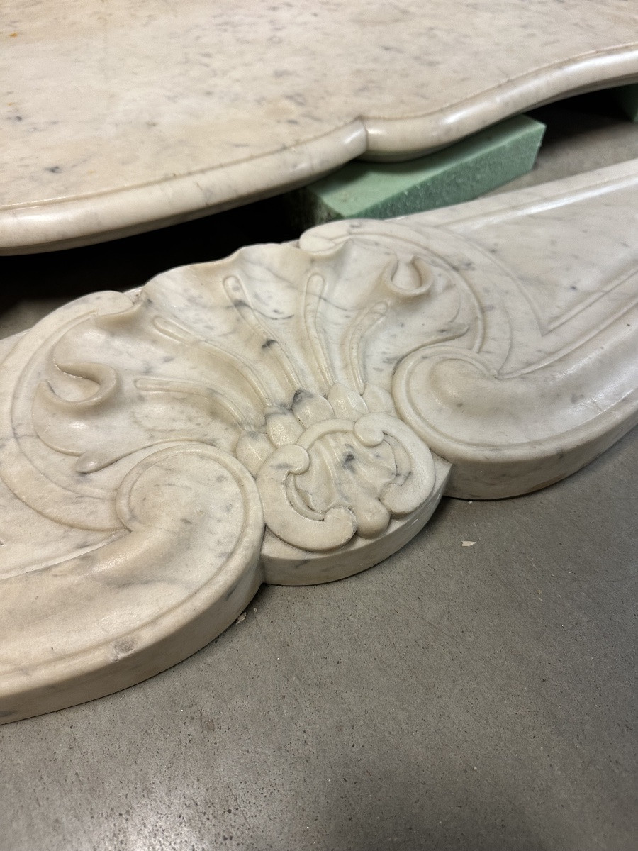 Cheminée en marbre blanc style Louis XV époque fin du 19e siècle-photo-3