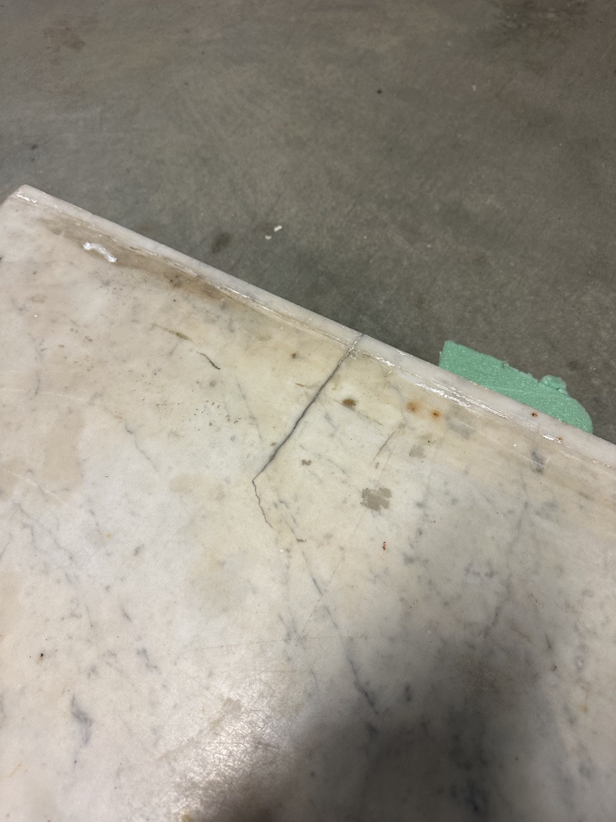 Cheminée en marbre blanc style Louis XV époque fin du 19e siècle-photo-7