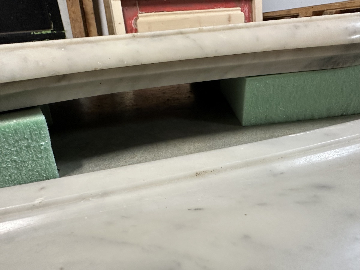 Cheminée en marbre blanc style Louis XV époque fin du 19e siècle-photo-8