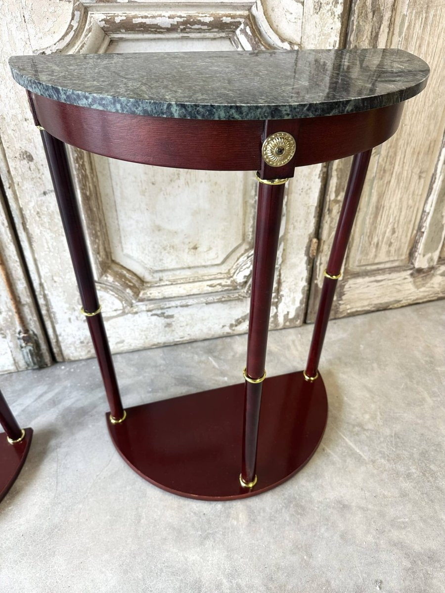 Paire de consoles demi-lune style Empire XXe siècle-photo-2