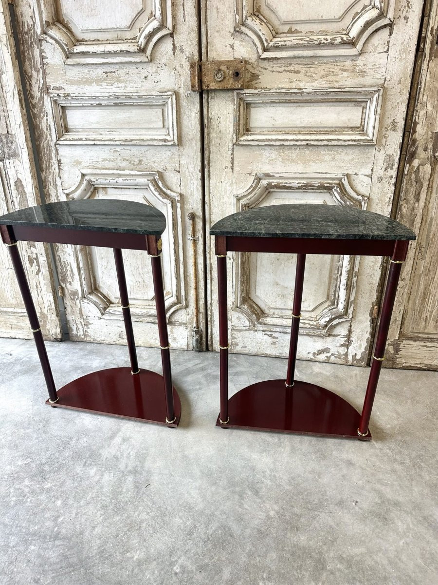 Paire de consoles demi-lune style Empire XXe siècle-photo-1
