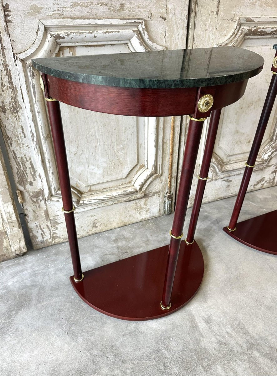 Paire de consoles demi-lune style Empire XXe siècle-photo-3