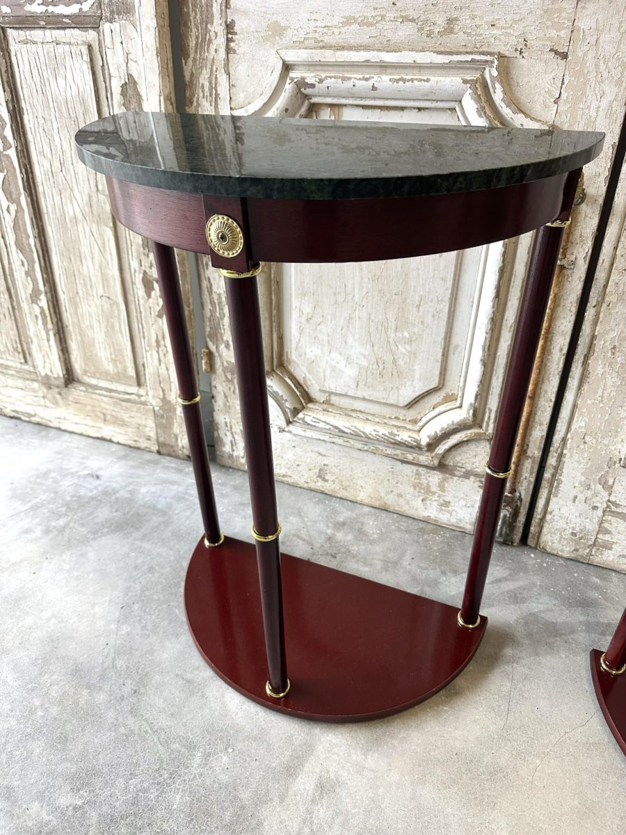 Paire de consoles demi-lune style Empire XXe siècle-photo-4