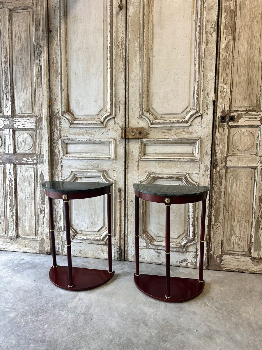 Paire de consoles demi-lune style Empire XXe siècle