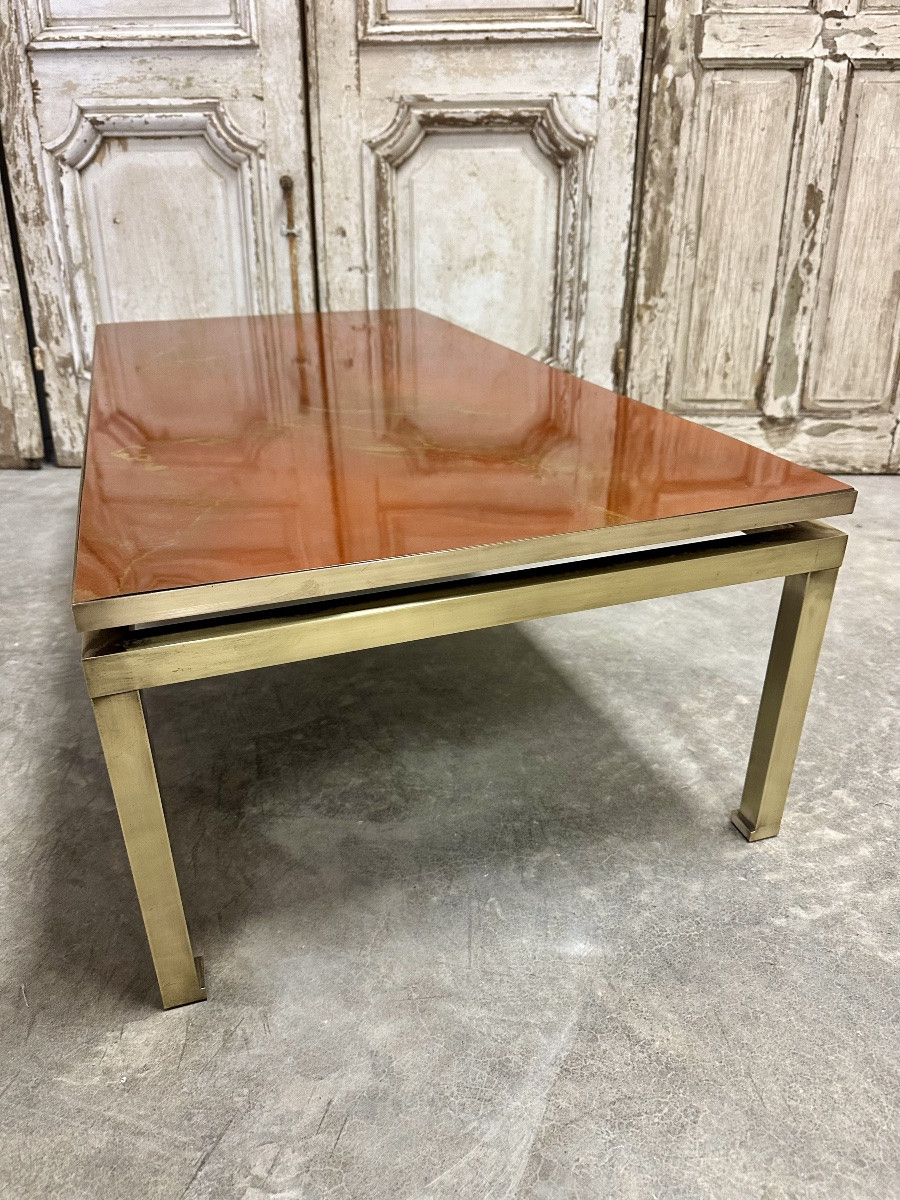 Table basse Guy Lefèvre pour Maison JANSEN plateau imitation laque circa 1970-photo-4