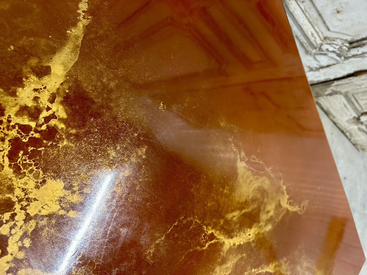 Table basse Guy Lefèvre pour Maison JANSEN plateau imitation laque circa 1970-photo-4