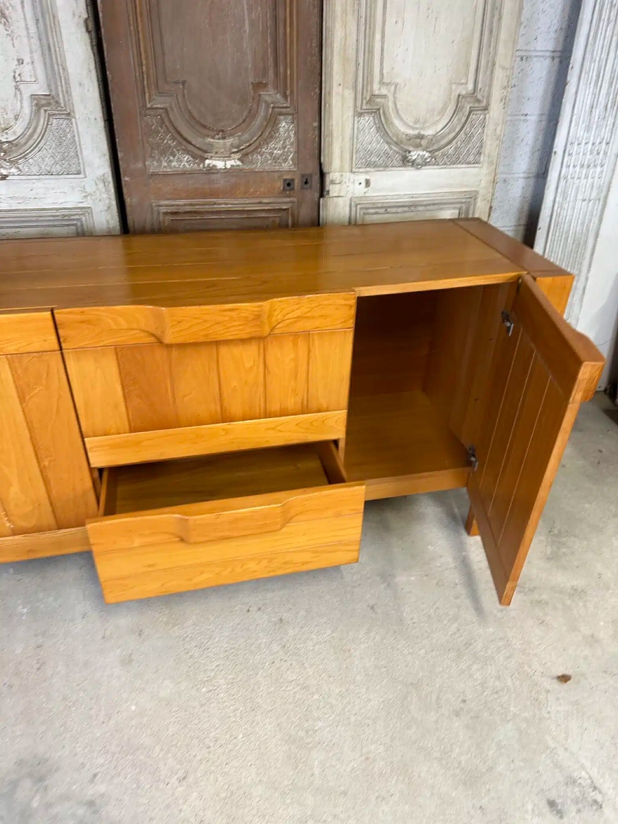 Enfilade en orme massif circa 1970-80 attribuée à Maison REGAIN-photo-4