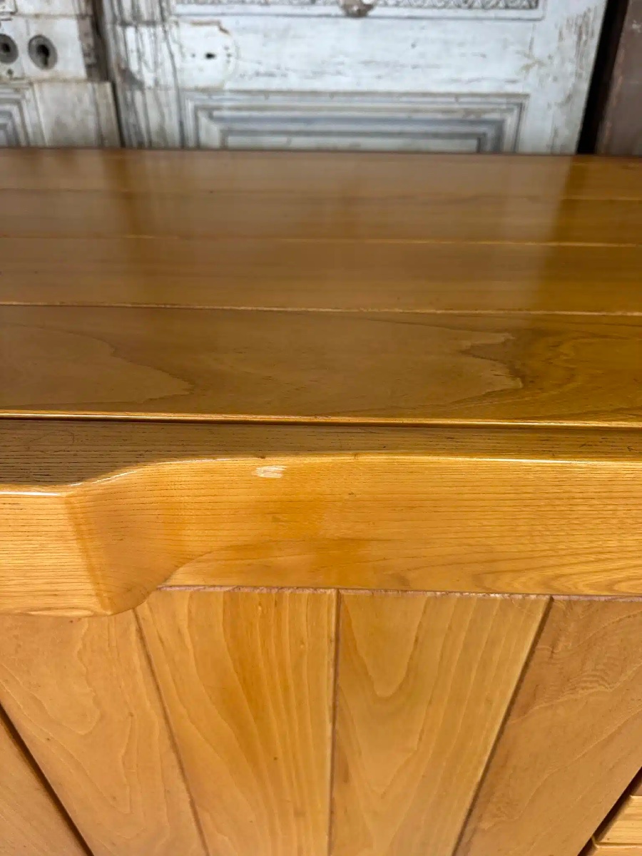 Enfilade en orme massif circa 1970-80 attribuée à Maison REGAIN-photo-3