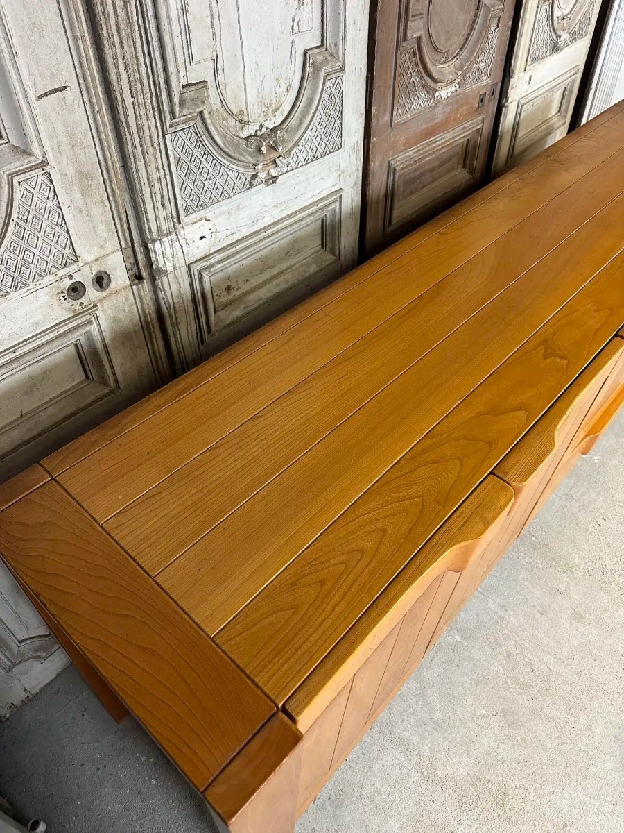 Enfilade en orme massif circa 1970-80 attribuée à Maison REGAIN-photo-5