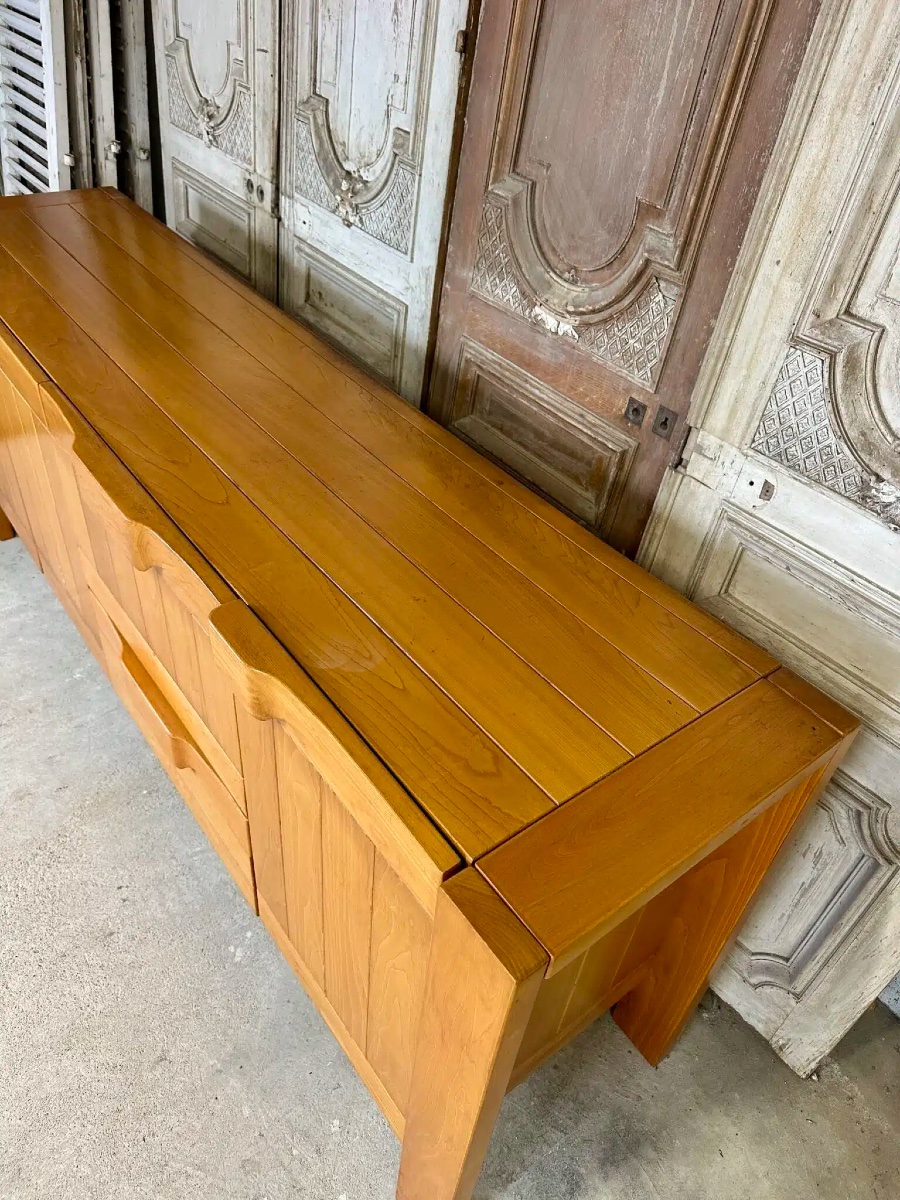 Enfilade en orme massif circa 1970-80 attribuée à Maison REGAIN-photo-7