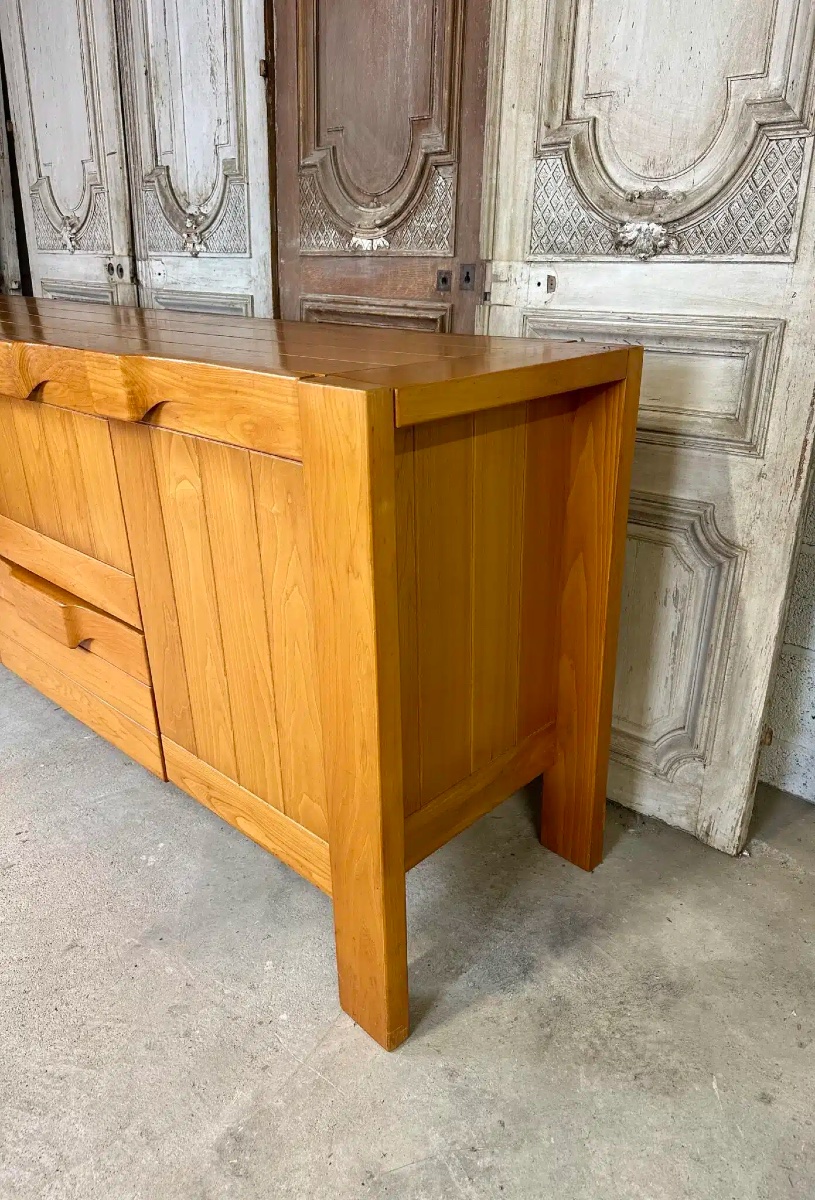 Enfilade en orme massif circa 1970-80 attribuée à Maison REGAIN-photo-8