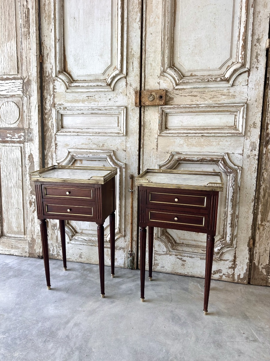Pair Of Louis XVI Style Bedside Tables -photo-4