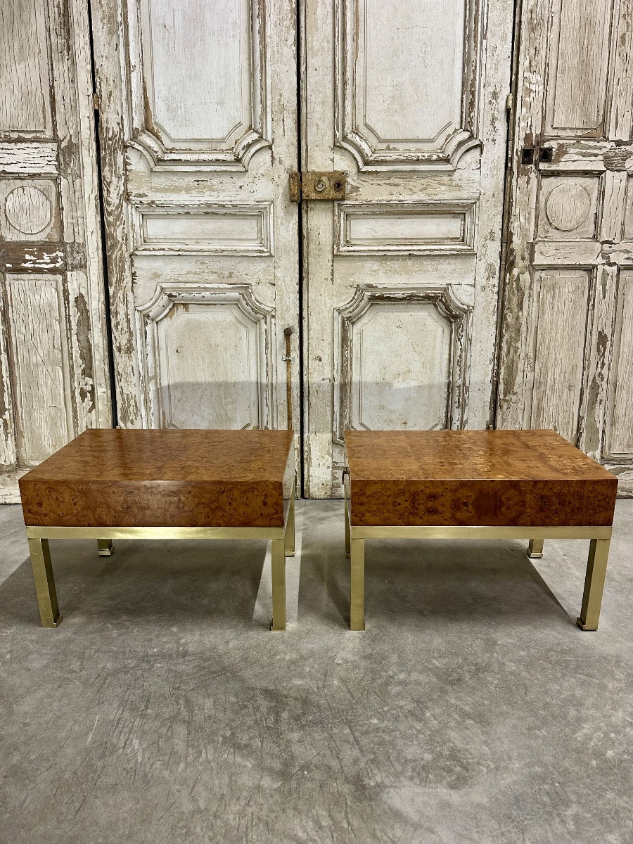 Pair Of Bedside Tables Forming Side Tables By Guy Lefèvre For Maison Jansen Circa 1970-photo-4