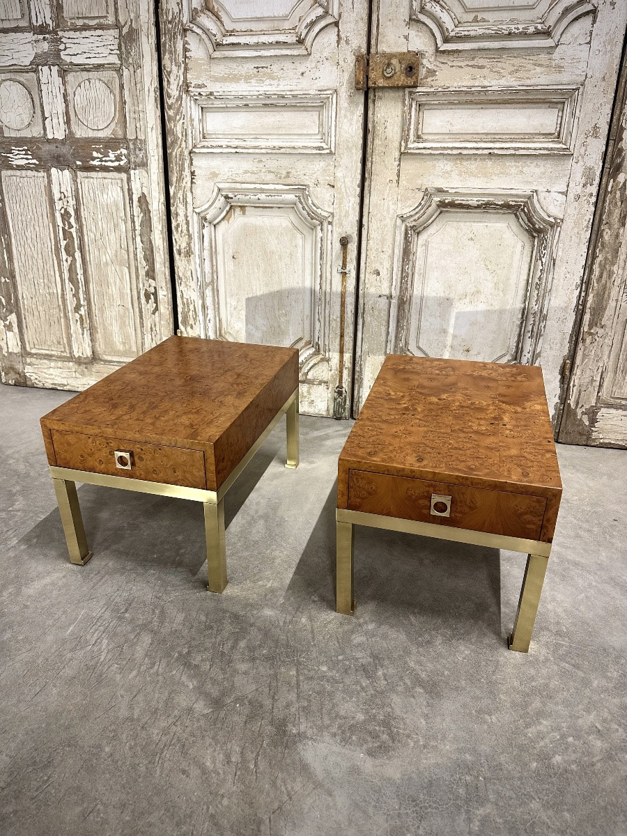 Pair Of Bedside Tables Forming Side Tables By Guy Lefèvre For Maison Jansen Circa 1970-photo-6
