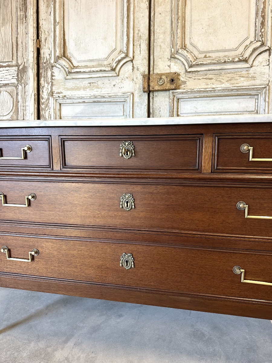 Louis XVI Style Mahogany Chest Of Drawers Circa 1950-photo-3