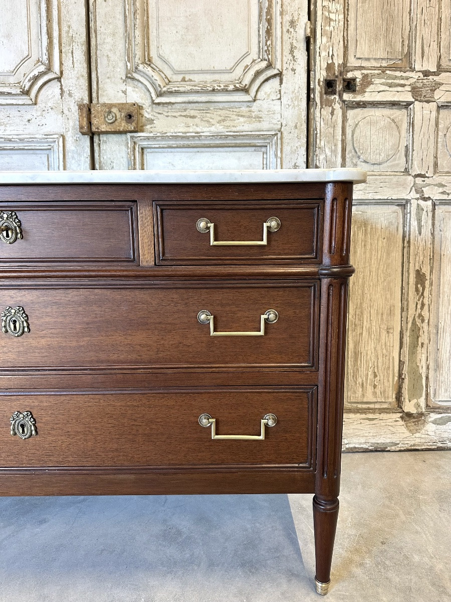 Louis XVI Style Mahogany Chest Of Drawers Circa 1950-photo-4