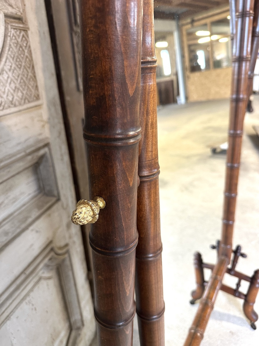 Faux Bamboo Cheval Mirror, Circa 1900-photo-2