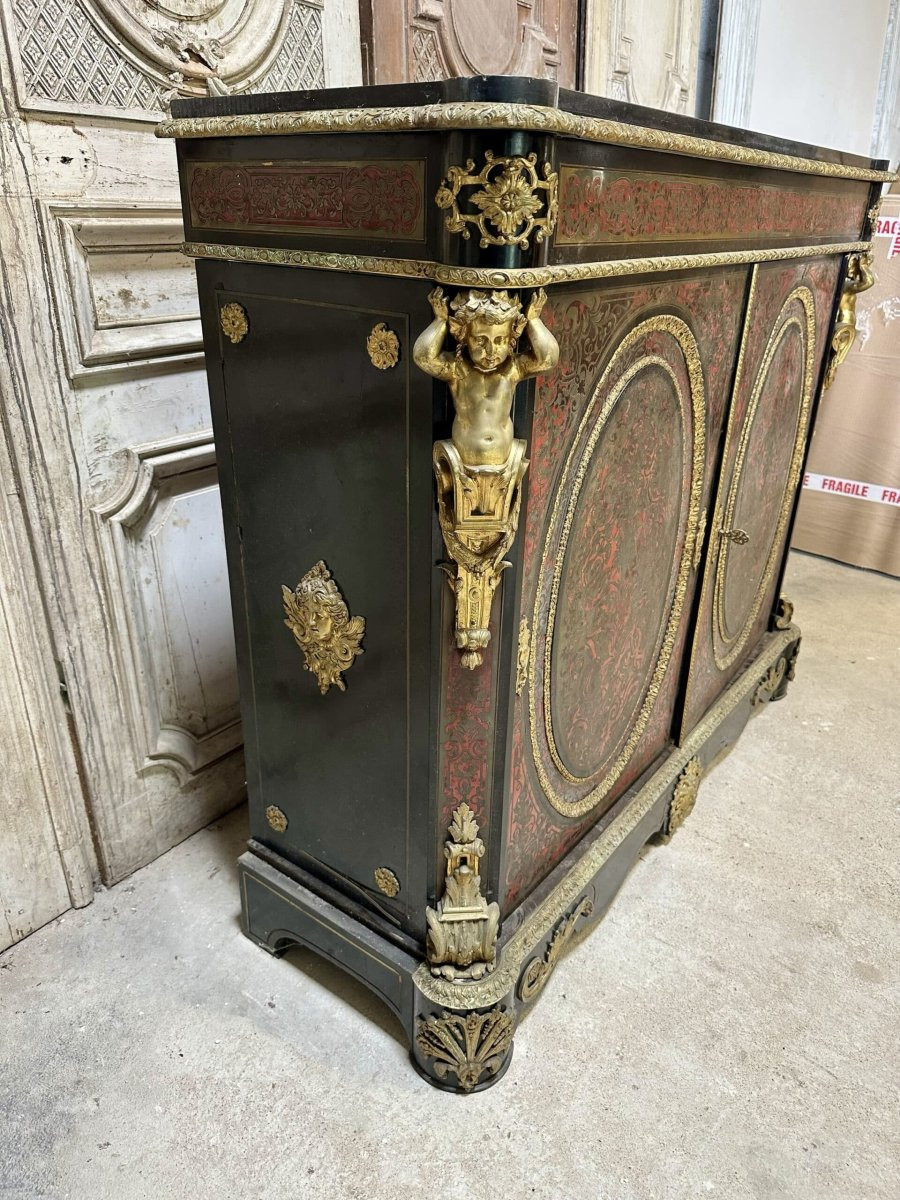 Meuble d’appui en marqueterie Boulle époque Napoléon III-photo-2