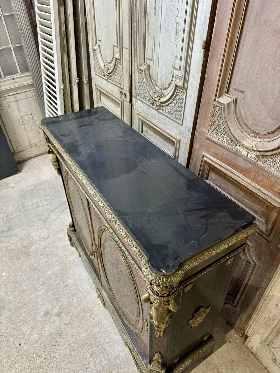 Meuble d’appui en marqueterie Boulle époque Napoléon III-photo-3