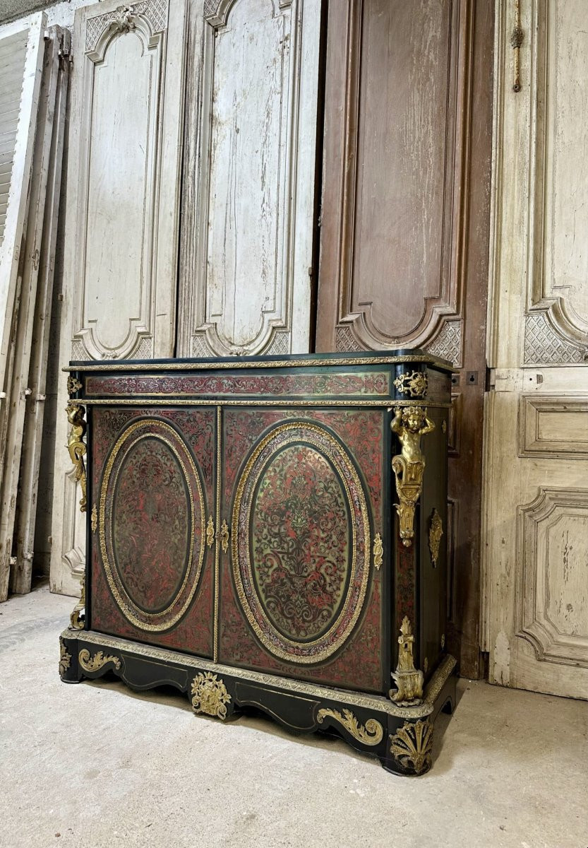 Meuble d’appui en marqueterie Boulle époque Napoléon III-photo-4