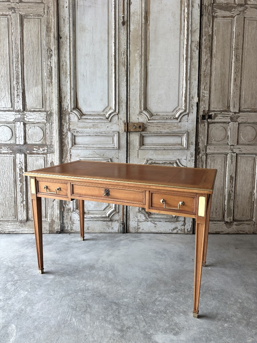 Light Cherry Wood Directoire-style Flat Desk Circa 1960-photo-2