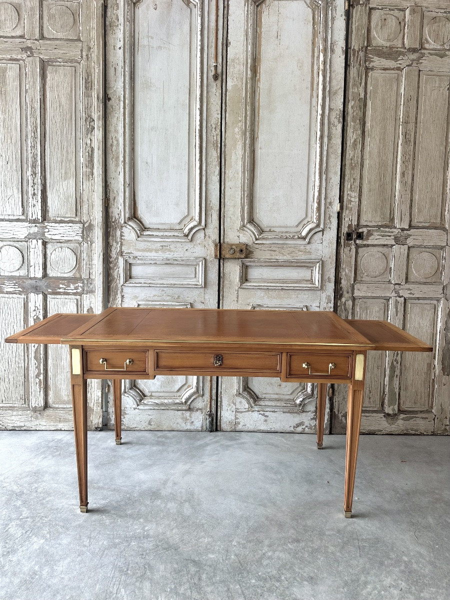 Light Cherry Wood Directoire-style Flat Desk Circa 1960-photo-3
