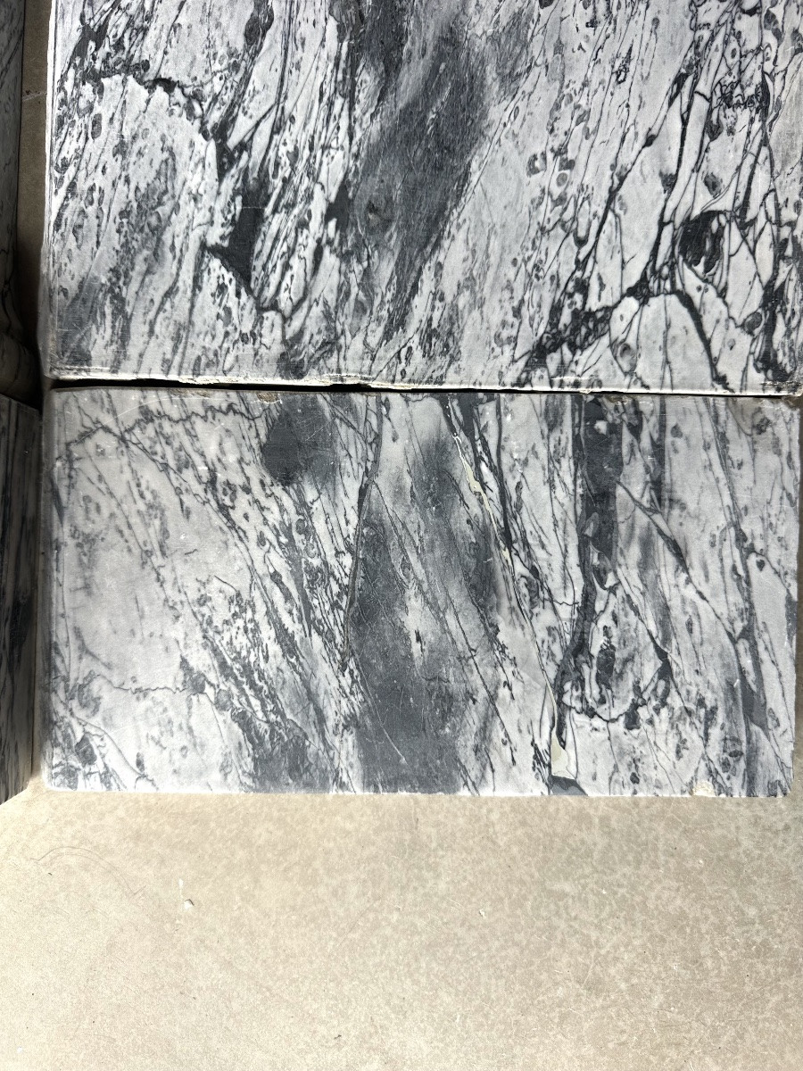 Cheminée pompadour de style Louis XV circa 1880 marbre bleu fleuri-photo-5