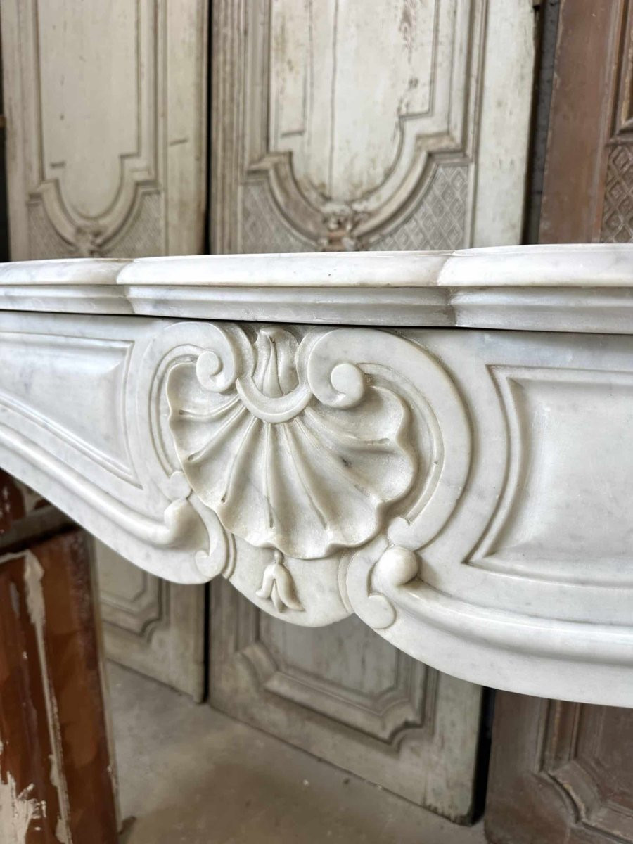 Large cheminée en marbre blanc style Louis XV 19e siècle-photo-3