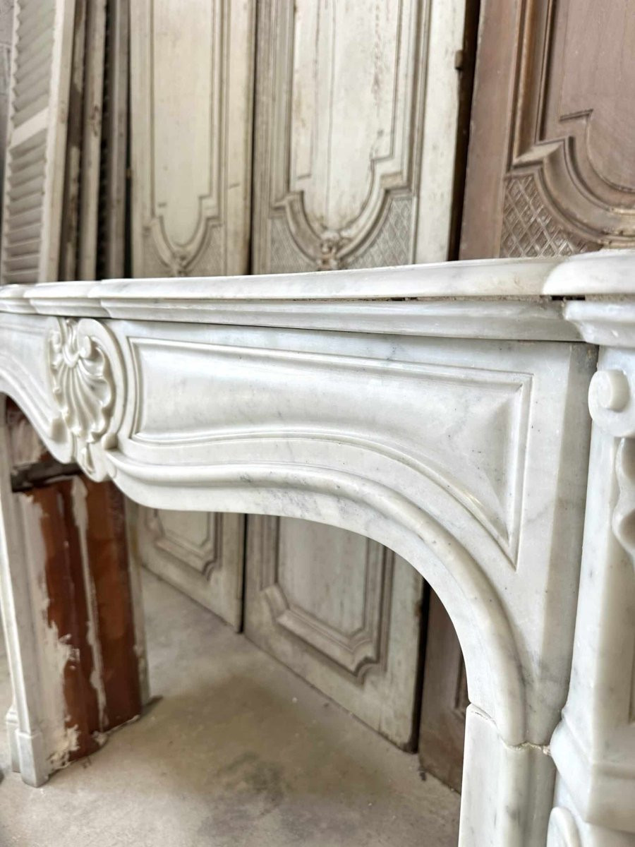 Large cheminée en marbre blanc style Louis XV 19e siècle-photo-4
