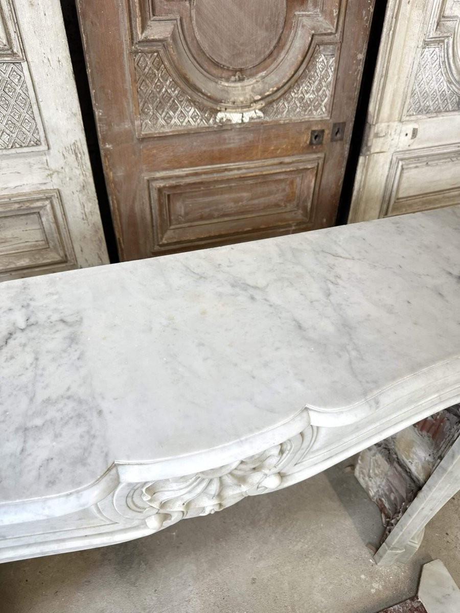 Large cheminée en marbre blanc style Louis XV 19e siècle-photo-6