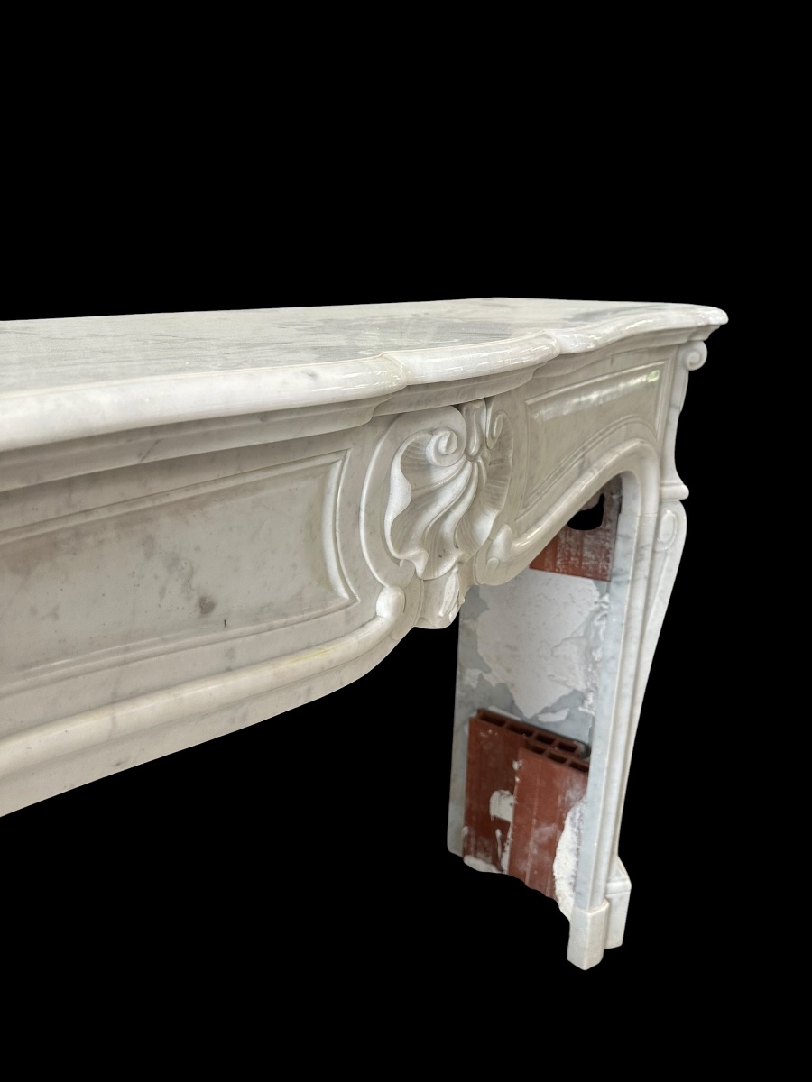 Cheminée Louis XV en marbre blanc de carrare circa 1880-photo-1