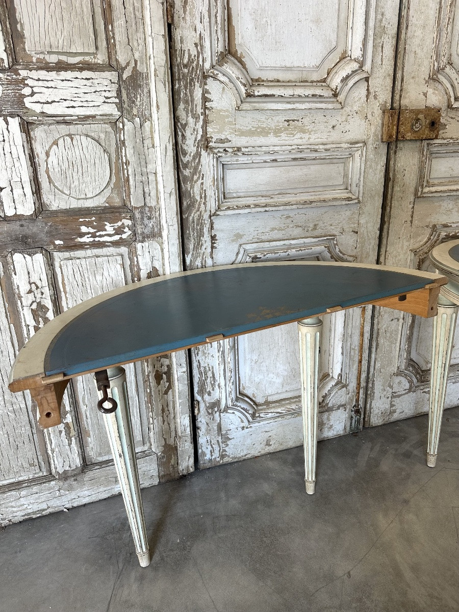 Guéridon ou paire de consoles de style Louis XVI laqué 20e siècle-photo-4