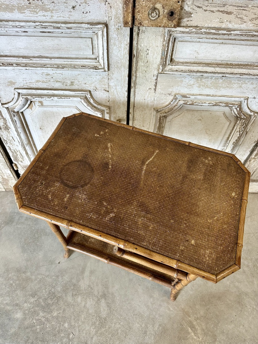 Faux Bamboo Side Table 1900's-photo-2