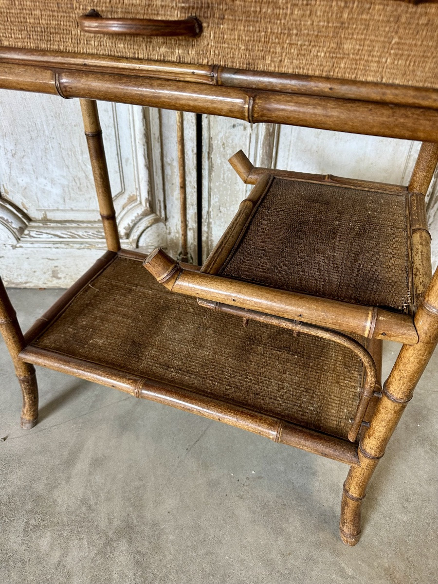 Faux Bamboo Side Table 1900's-photo-3