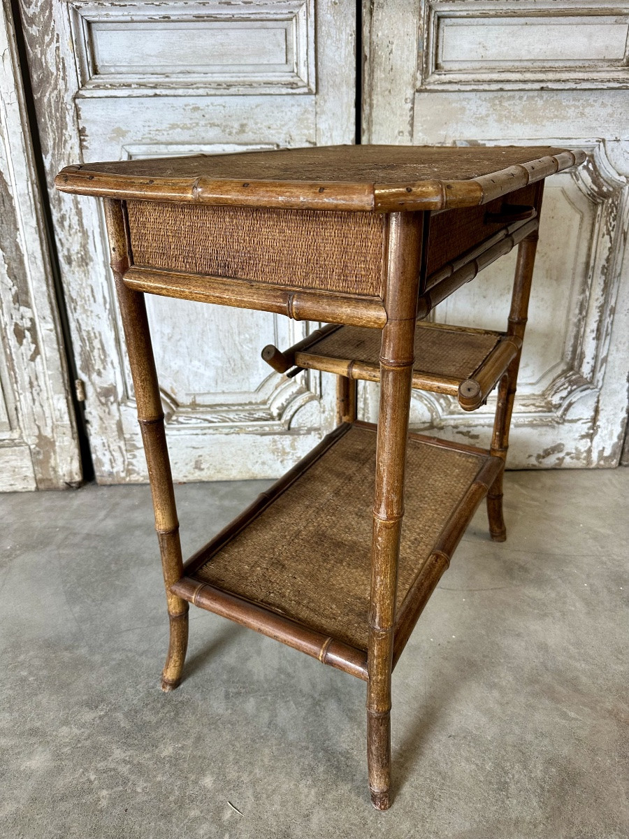 Faux Bamboo Side Table 1900's-photo-1