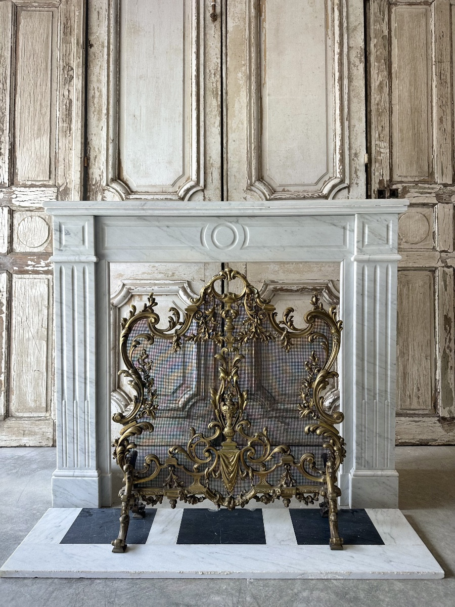 Louis XVI Mantel In Carrara Marble Circa 1900-photo-8
