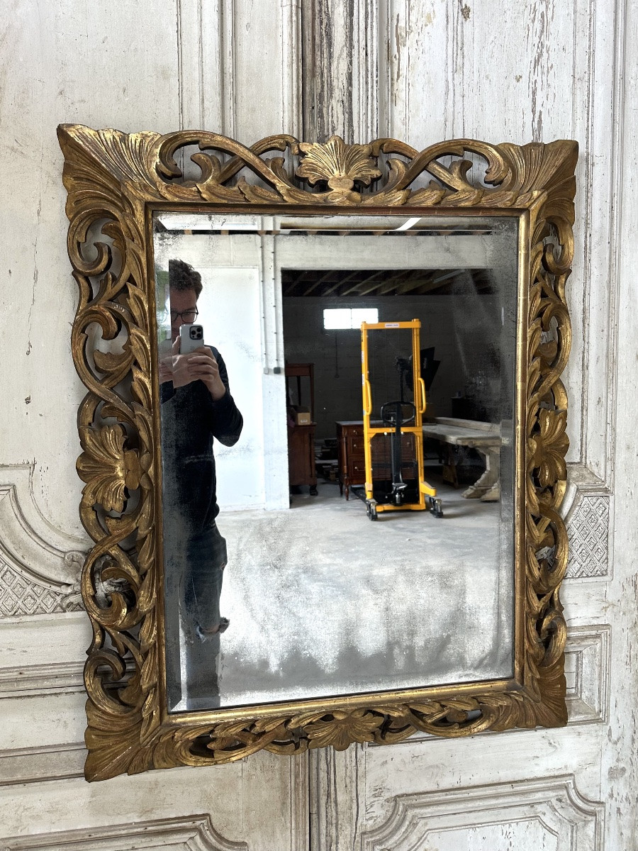 Gilded Carved Wood Mirror 19th Century-photo-2