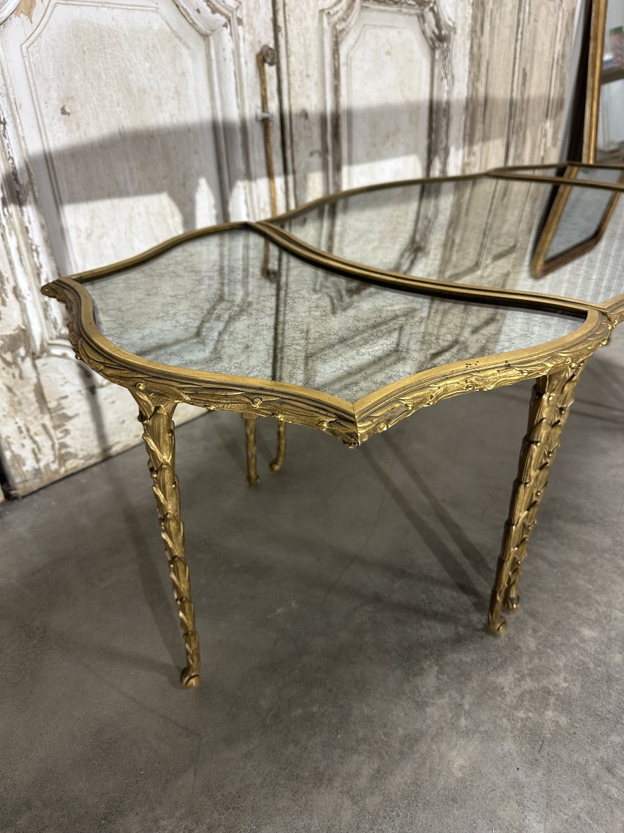 Tripartite Bronze Coffee Table Circa 1950-70-photo-2