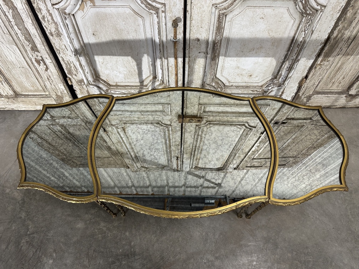 Tripartite Bronze Coffee Table Circa 1950-70-photo-2