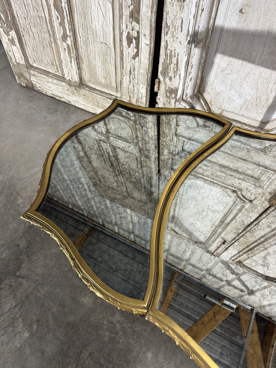 Tripartite Bronze Coffee Table Circa 1950-70-photo-3