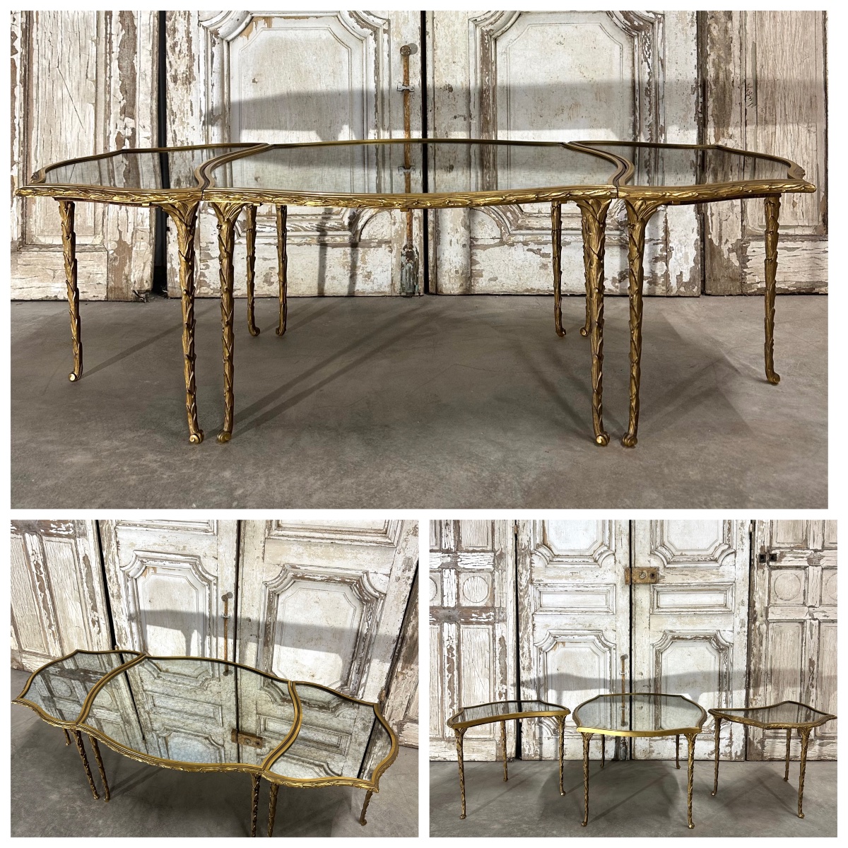 Tripartite Bronze Coffee Table Circa 1950-70
