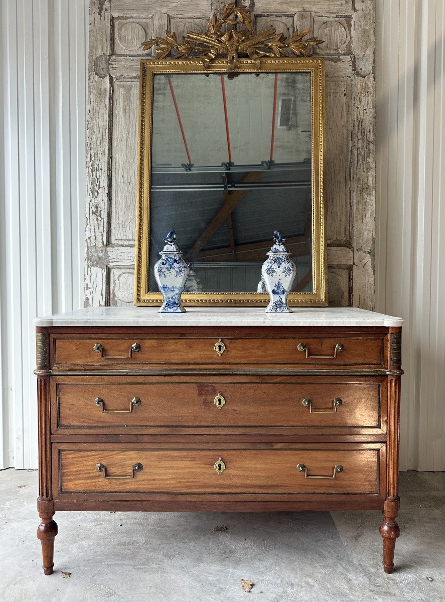 Miroir Louis XVI en bois doré XVIIIe siècle-photo-2