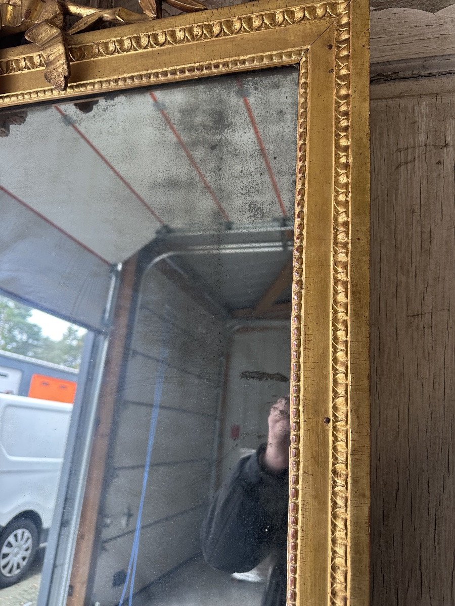 Miroir Louis XVI en bois doré XVIIIe siècle-photo-1