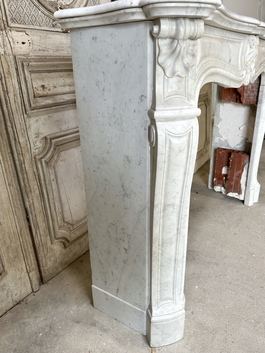 Louis XV Mantel In White Carrara Marble Circa 1880-photo-2