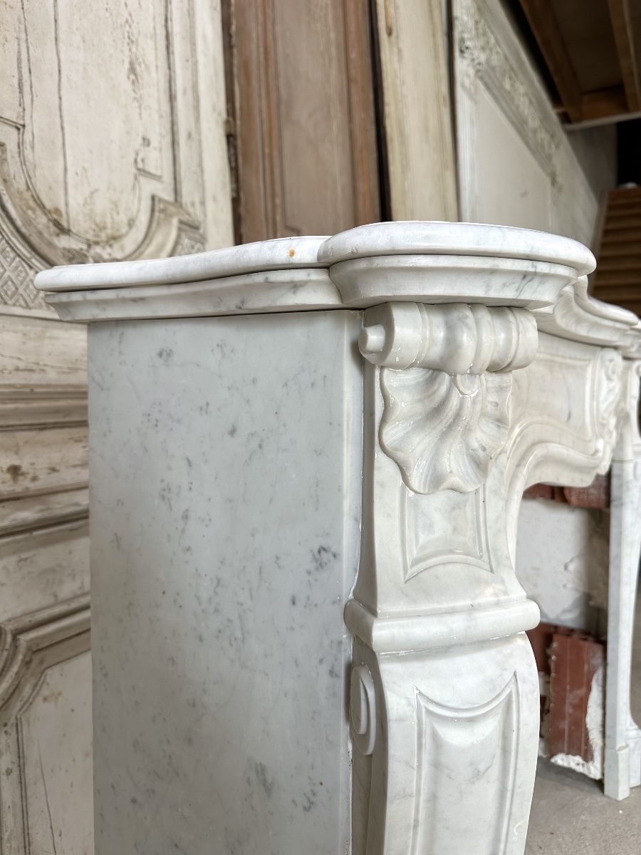 Louis XV Mantel In White Carrara Marble Circa 1880-photo-3