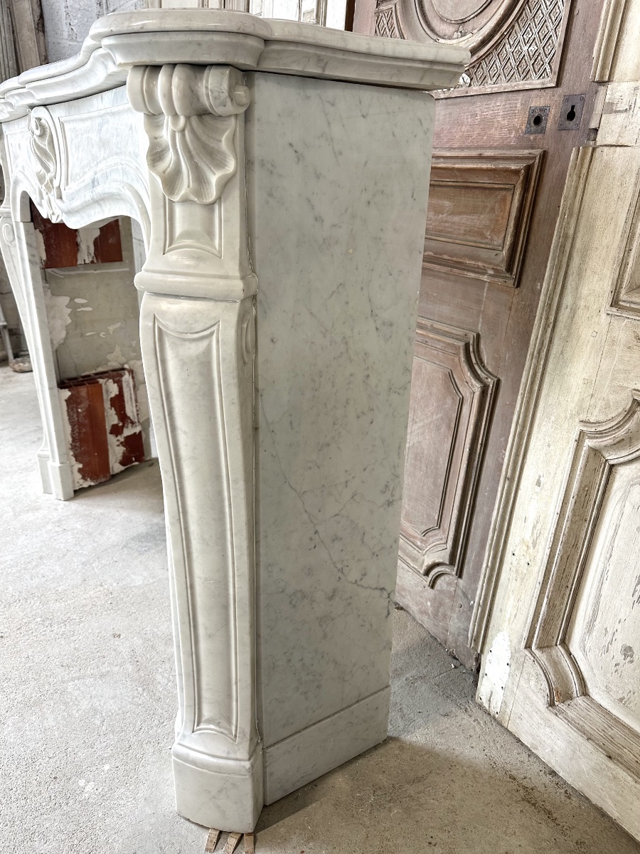 Louis XV Mantel In White Carrara Marble Circa 1880-photo-4