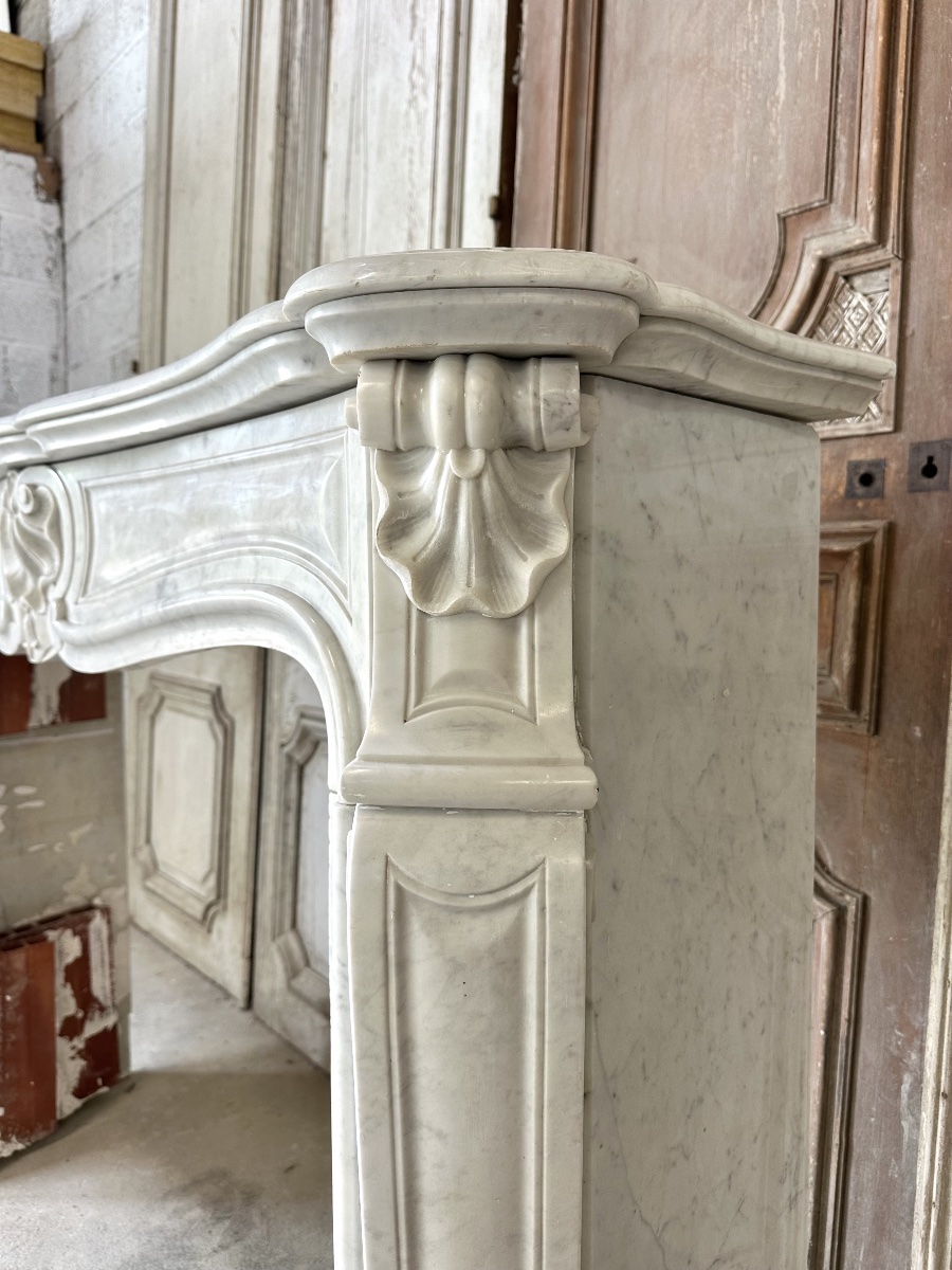 Louis XV Mantel In White Carrara Marble Circa 1880-photo-1